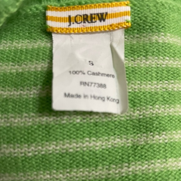 J crew womens V-neck striped cashmere sweater size Small green and white. - Picture 10 of 10